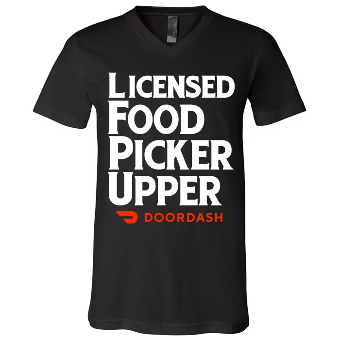 Licensed Food Picker Upper DoorDash V-Neck T-Shirt