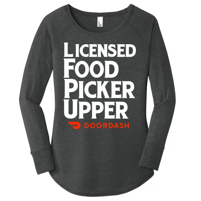 Licensed Food Picker Upper DoorDash Women's Perfect Tri Tunic Long Sleeve Shirt