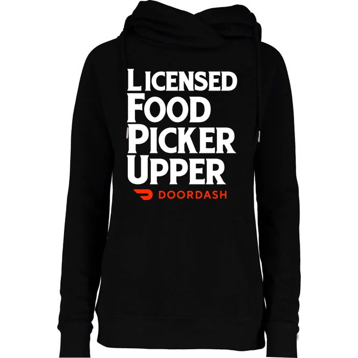 Licensed Food Picker Upper DoorDash Womens Funnel Neck Pullover Hood