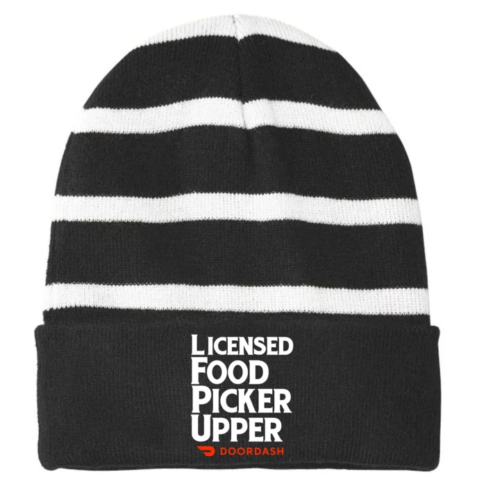 Licensed Food Picker Upper DoorDash Striped Beanie with Solid Band