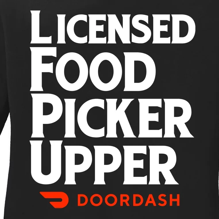 Licensed Food Picker Upper DoorDash Ladies Long Sleeve Shirt