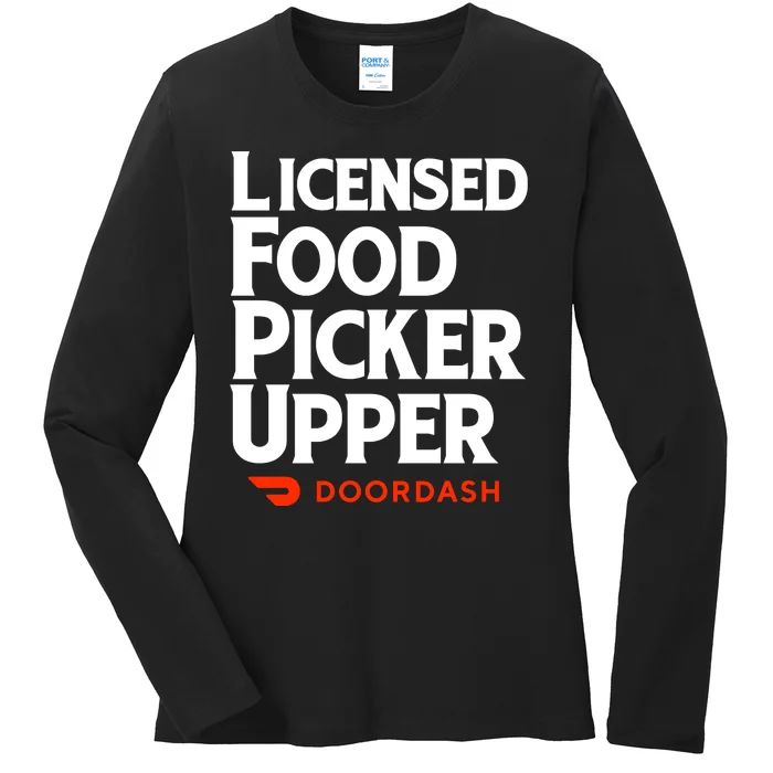 Licensed Food Picker Upper DoorDash Ladies Long Sleeve Shirt