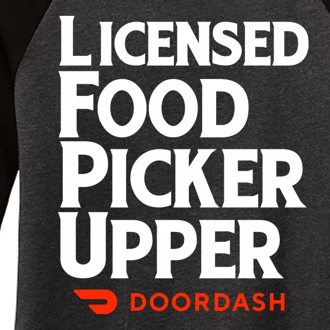 Licensed Food Picker Upper DoorDash Women's Tri-Blend 3/4-Sleeve Raglan Shirt