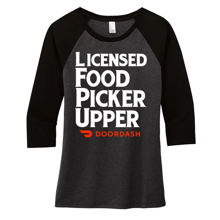 Licensed Food Picker Upper DoorDash Women's Tri-Blend 3/4-Sleeve Raglan Shirt