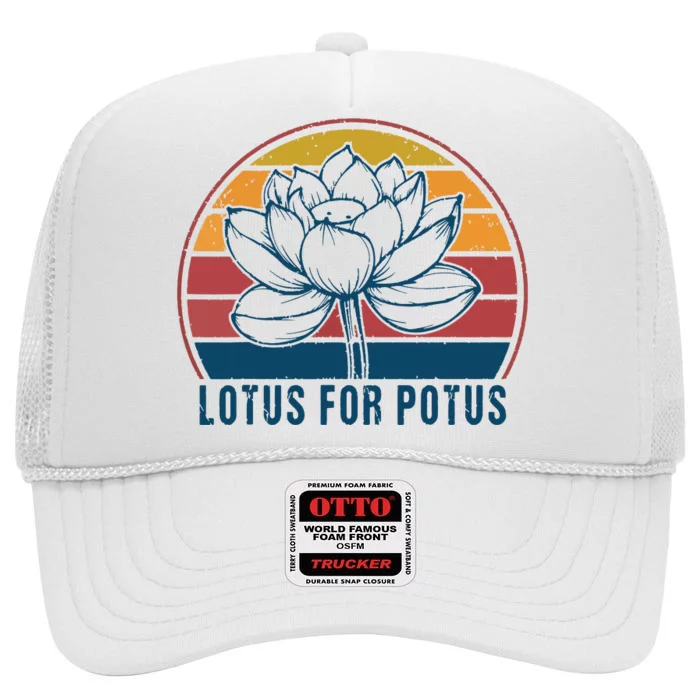 Lotus For Potus Kamala Harris 2024 Vintage High Crown Mesh Trucker Hat