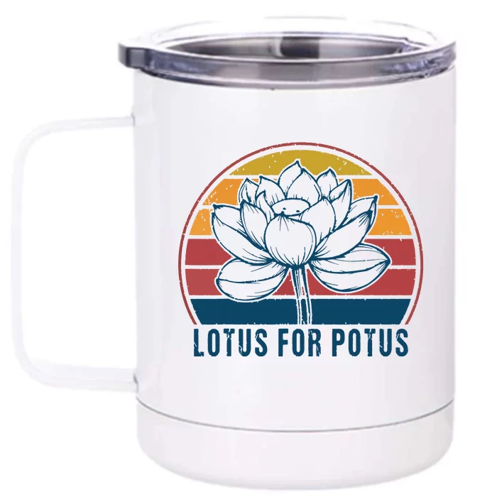 Lotus For Potus Kamala Harris 2024 Vintage Front & Back 12oz Stainless Steel Tumbler Cup