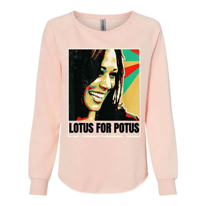 Lotus For Potus Kamala Harris 2024 President Trend Election Womens California Wash Sweatshirt