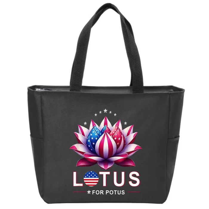 Lotus For Potus Kamala Harris 2024 President Trend Election Zip Tote Bag