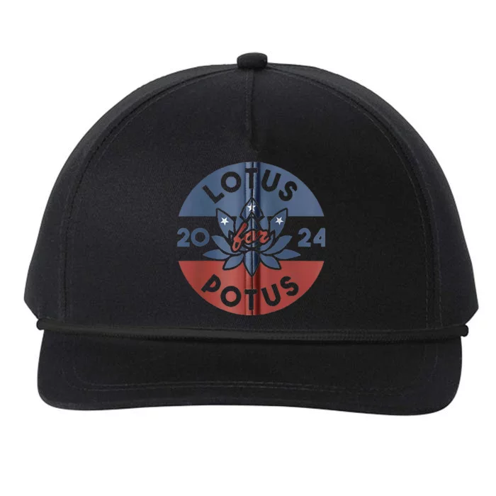 Lotus For Potus Kamala Harris 2024 Presidential Campaign Snapback Five-Panel Rope Hat