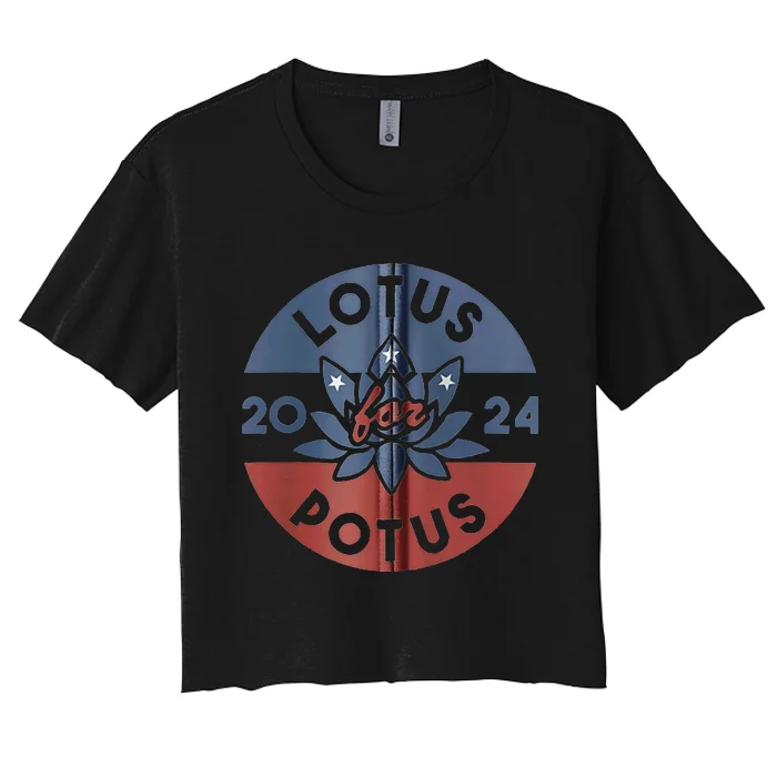 Lotus For Potus Kamala Harris 2024 Presidential Campaign Women's Crop Top Tee