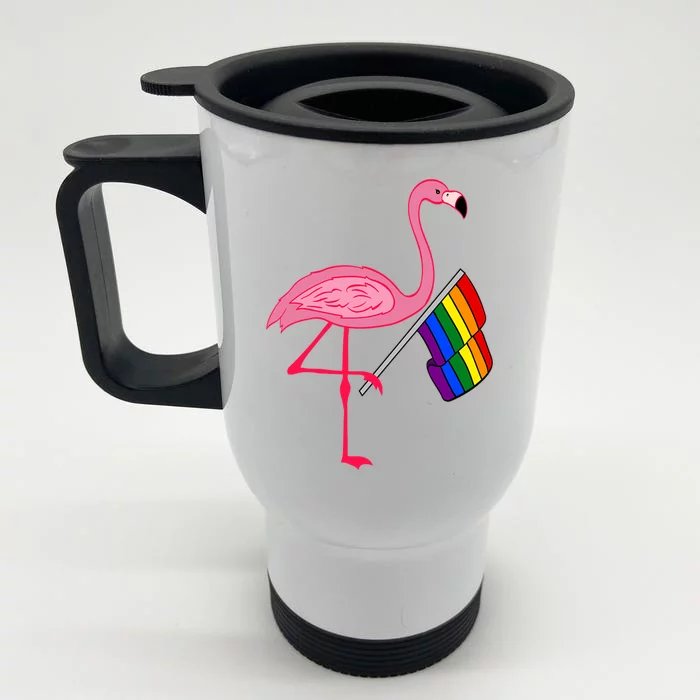 LGBT Flamingo Pride Flag Front & Back Stainless Steel Travel Mug