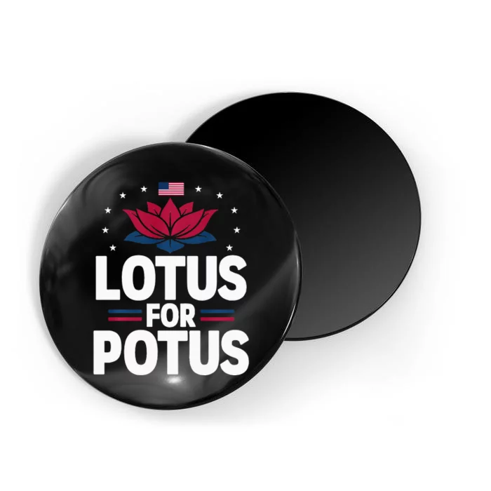 Lotus For Potus Cute Flower American Flag Kamala Harris 2024 Magnet