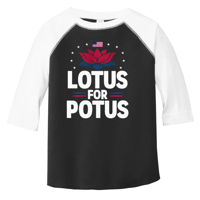 Lotus For Potus Cute Flower American Flag Kamala Harris 2024 Toddler Fine Jersey T-Shirt