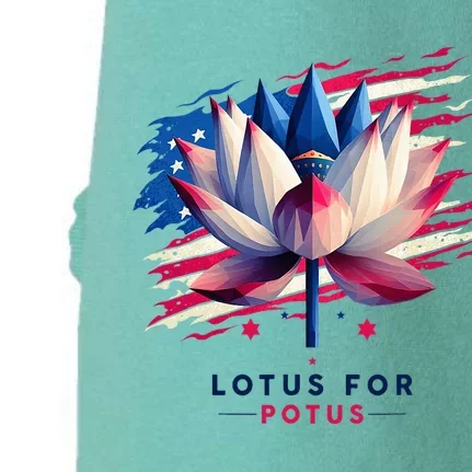 Lotus For Potus Kamala Harris President 2024 Democrats Doggie 3-End Fleece Hoodie