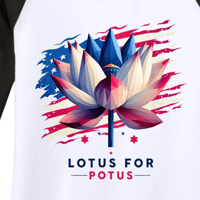 Lotus For Potus Kamala Harris President 2024 Democrats Women's Tri-Blend 3/4-Sleeve Raglan Shirt