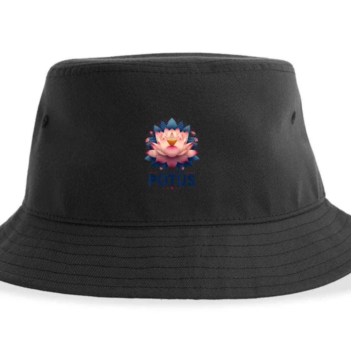 Lotus For Potus Trending President Kamala Harris 2024 Gift Sustainable Bucket Hat