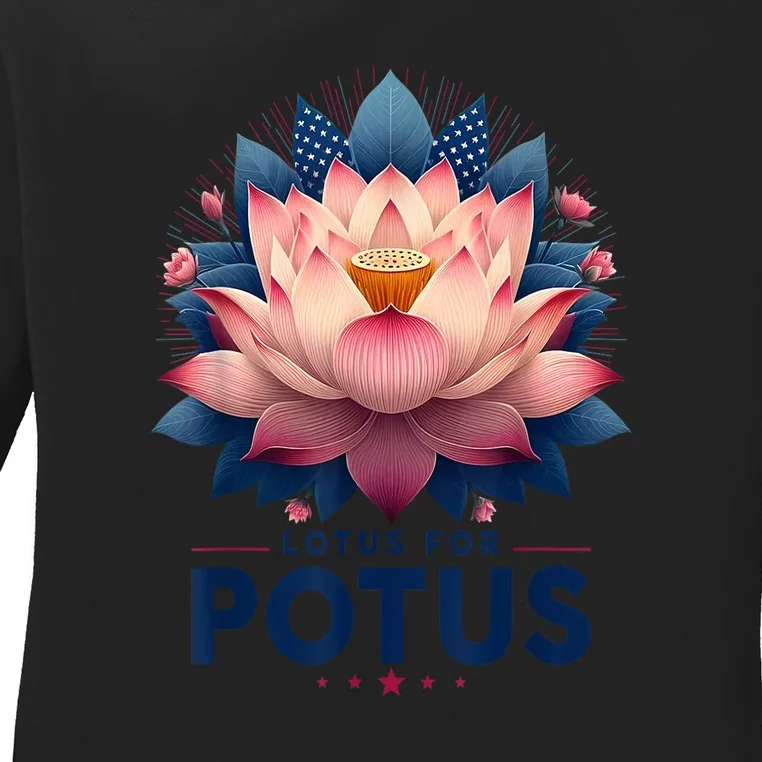 Lotus For Potus Trending President Kamala Harris 2024 Gift Ladies Long Sleeve Shirt