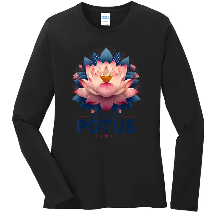 Lotus For Potus Trending President Kamala Harris 2024 Gift Ladies Long Sleeve Shirt