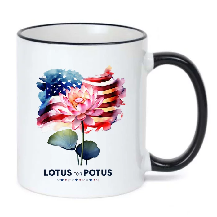 Lotus For Potus Kamala Harris 2024 President Election Vote Black Color Changing Mug