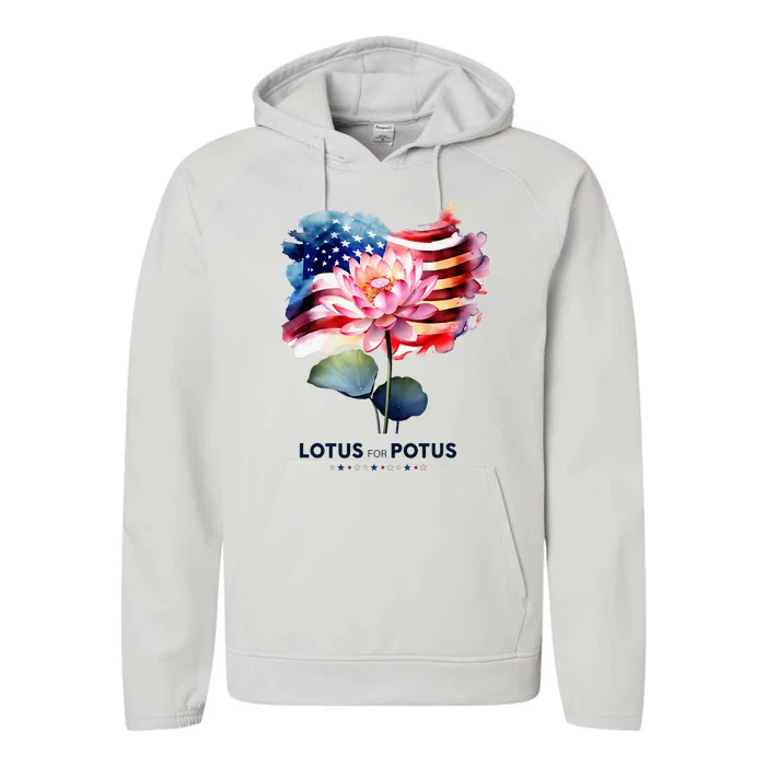 Lotus For Potus Kamala Harris 2024 President Election Vote Performance Fleece Hoodie