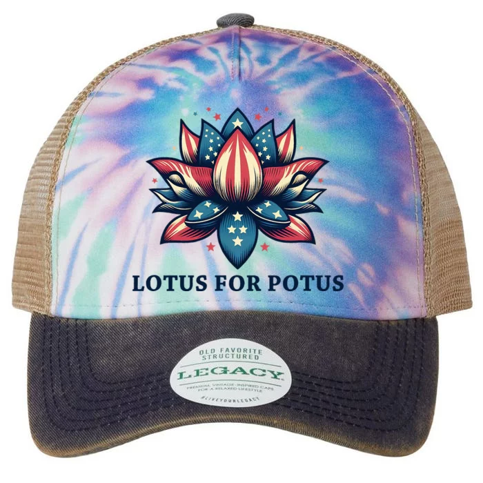 Lotus For Potus Usa Election Red White And Blue Legacy Tie Dye Trucker Hat