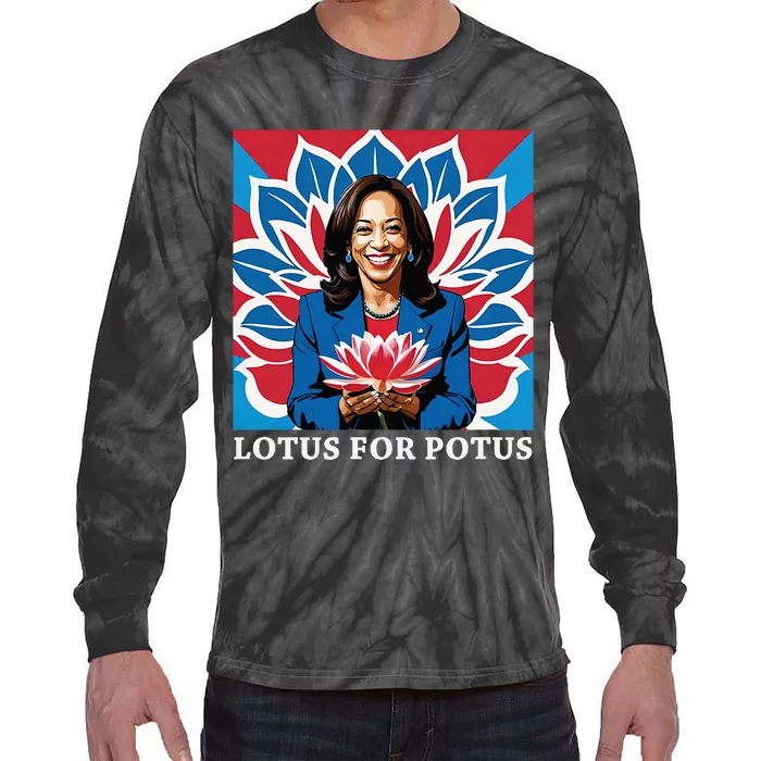 Lotus For Potus Usa Election Kamala Harris 2024 Tie-Dye Long Sleeve Shirt