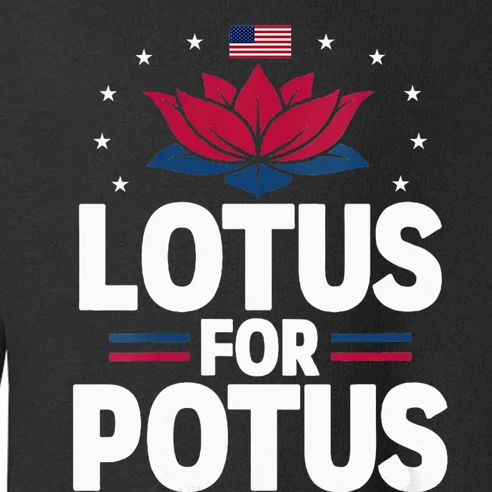 Lotus For Potus Cute Flower American Flag Kamala Harris 2024 Toddler Sweatshirt