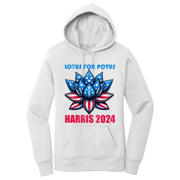 Lotus For Potus Harris 2024 Women's Pullover Hoodie