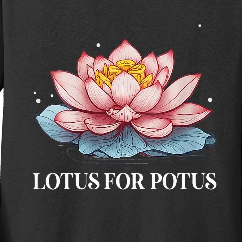 Lotus For Potus Kamala Harris President Campaign 2024 Kids Long Sleeve Shirt