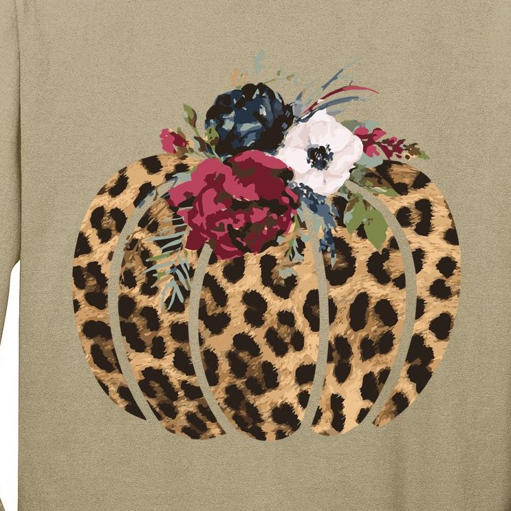 Leopard FLORAL PUMPKIN, Cheetah Floral Pumpkin, Cheetah Pumpkin Tall Long Sleeve T-Shirt