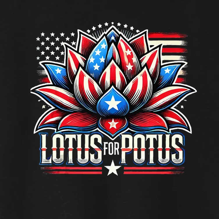 Lotus For Potus Kamala Harris 2024 President Trend Election Women's Crop Top Tee