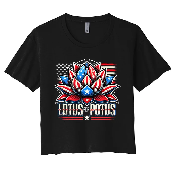 Lotus For Potus Kamala Harris 2024 President Trend Election Women's Crop Top Tee