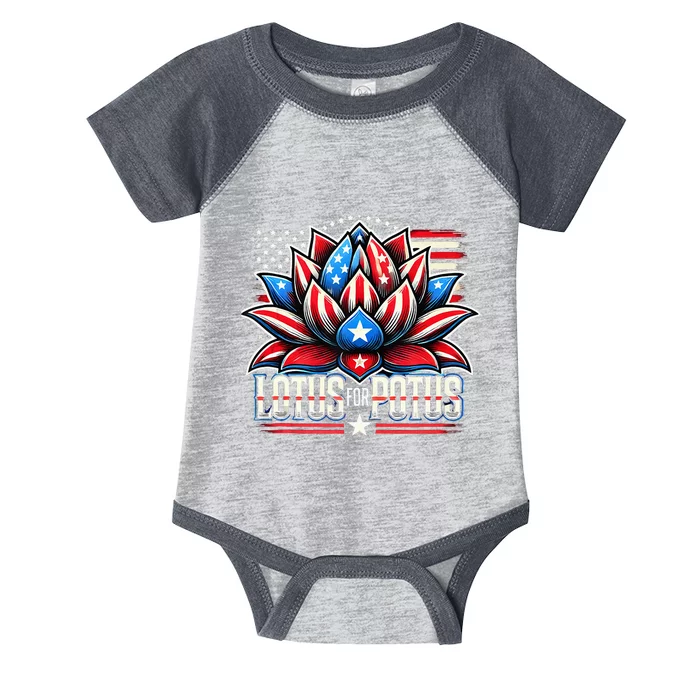 Lotus For Potus Kamala Harris 2024 President Trend Election Infant Baby Jersey Bodysuit