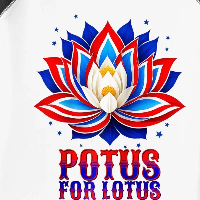 Lotus For Potus Kamala Harris 2024 President Trend Election Raglan Baseball Infant Baby Jersey Bodysuit