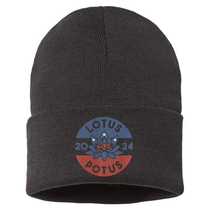 Lotus For Potus Kamala Harris 2024 Presidential Campaign Sustainable Knit Beanie