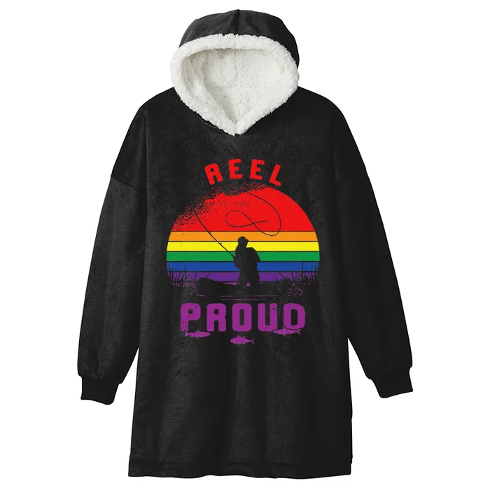 LGBT Fishing Reel Proud Gay Lesbian Angler Pride Rainbow Hooded Wearable Blanket