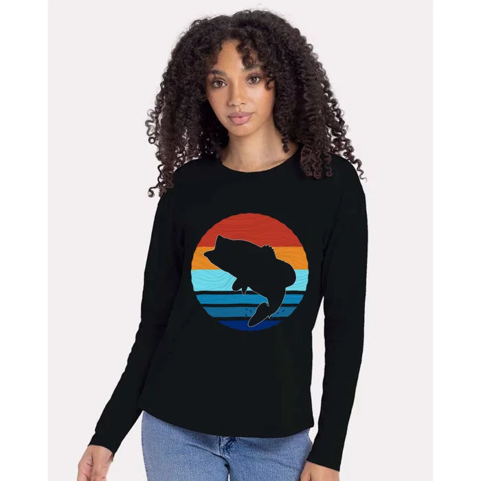 Largemounth Fish Retro Style Vintage Gift Womens Cotton Relaxed Long Sleeve T-Shirt