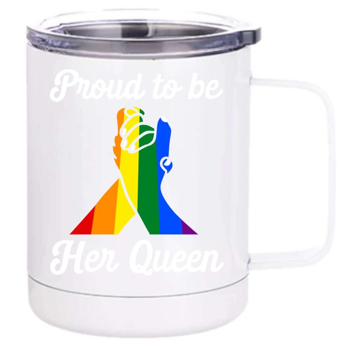 Lesbian Flag Rainbow Pride Proud Queen Valentines Day Gift Front & Back 12oz Stainless Steel Tumbler Cup