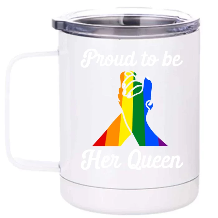 Lesbian Flag Rainbow Pride Proud Queen Valentines Day Gift Front & Back 12oz Stainless Steel Tumbler Cup