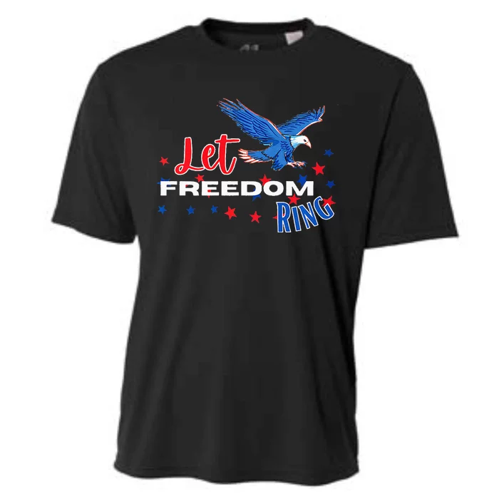 Let Freedom Ring Bald Eagle Patriotic Independence Day Cooling Performance Crew T-Shirt