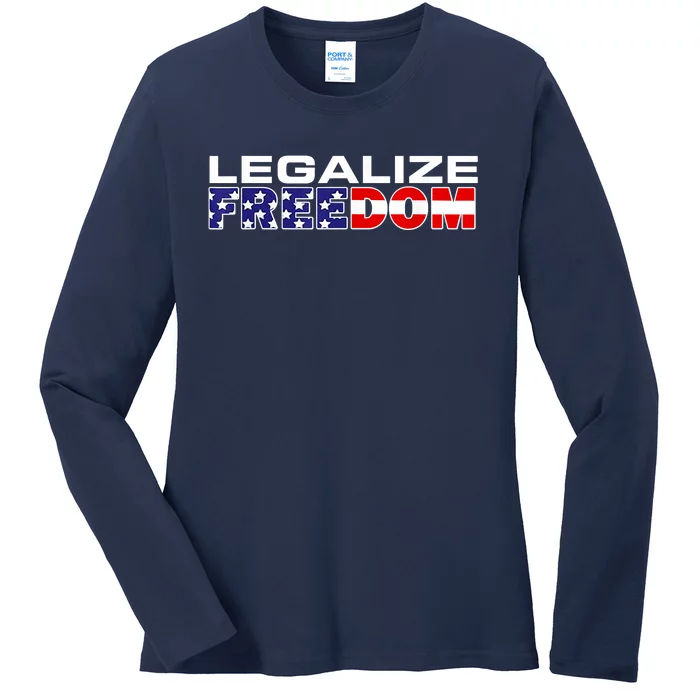 Legalize Freedom Republican American Flag I Voted For Trump Ladies Long Sleeve Shirt