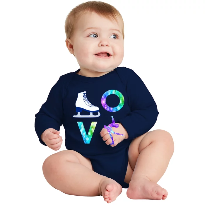 Love Figure Skating Ice Skater Girls Gift Baby Long Sleeve Bodysuit