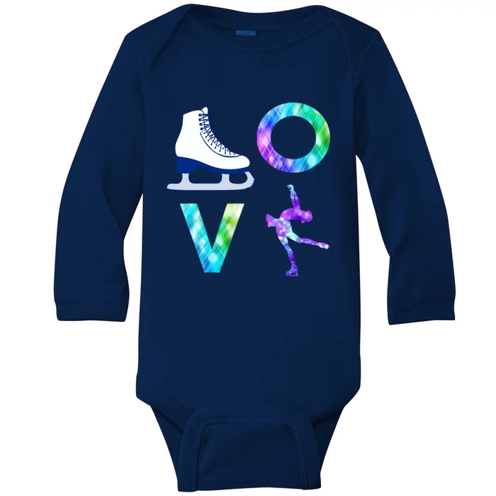 Love Figure Skating Ice Skater Girls Gift Baby Long Sleeve Bodysuit