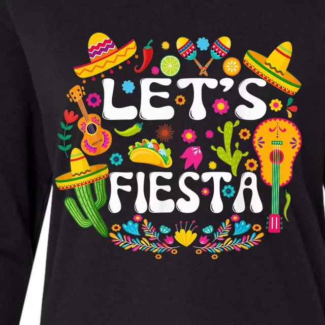 Let's Fiesta Shirt - Cinco De Mayo Tee Mexican Guitar Fiesta Womens Cotton Relaxed Long Sleeve T-Shirt