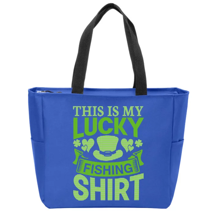 Lucky Fishing Saint Paddys Shamrock St Patricks Day Gift Zip Tote Bag