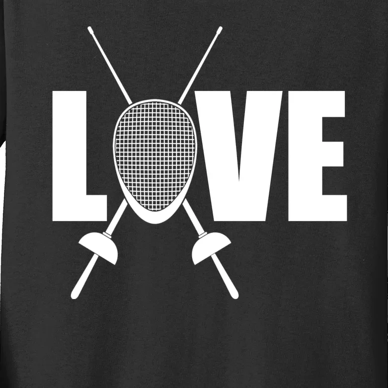 Love Fencing Sport Kids Long Sleeve Shirt