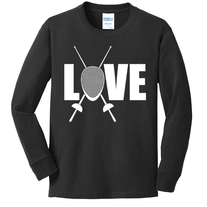 Love Fencing Sport Kids Long Sleeve Shirt