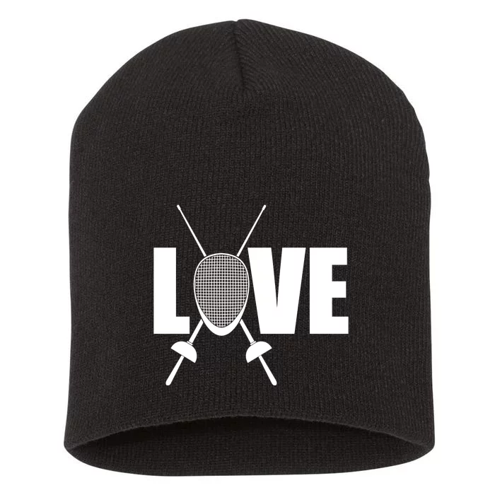 Love Fencing Sport Short Acrylic Beanie