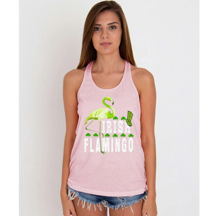 Leprechaun Flamingo St Patricks Day Irish Flamingo Women's Knotted Racerback Tank