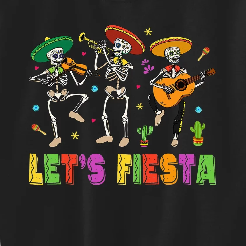 Let's Fiesta Sugar Skull Cinco De Mayo Skull Mexican Party Kids Sweatshirt